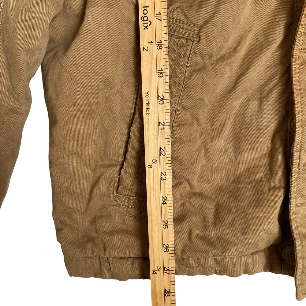 Vintage American Eagle Hooded Utility Field Jacket Size L Brown Canvas Military